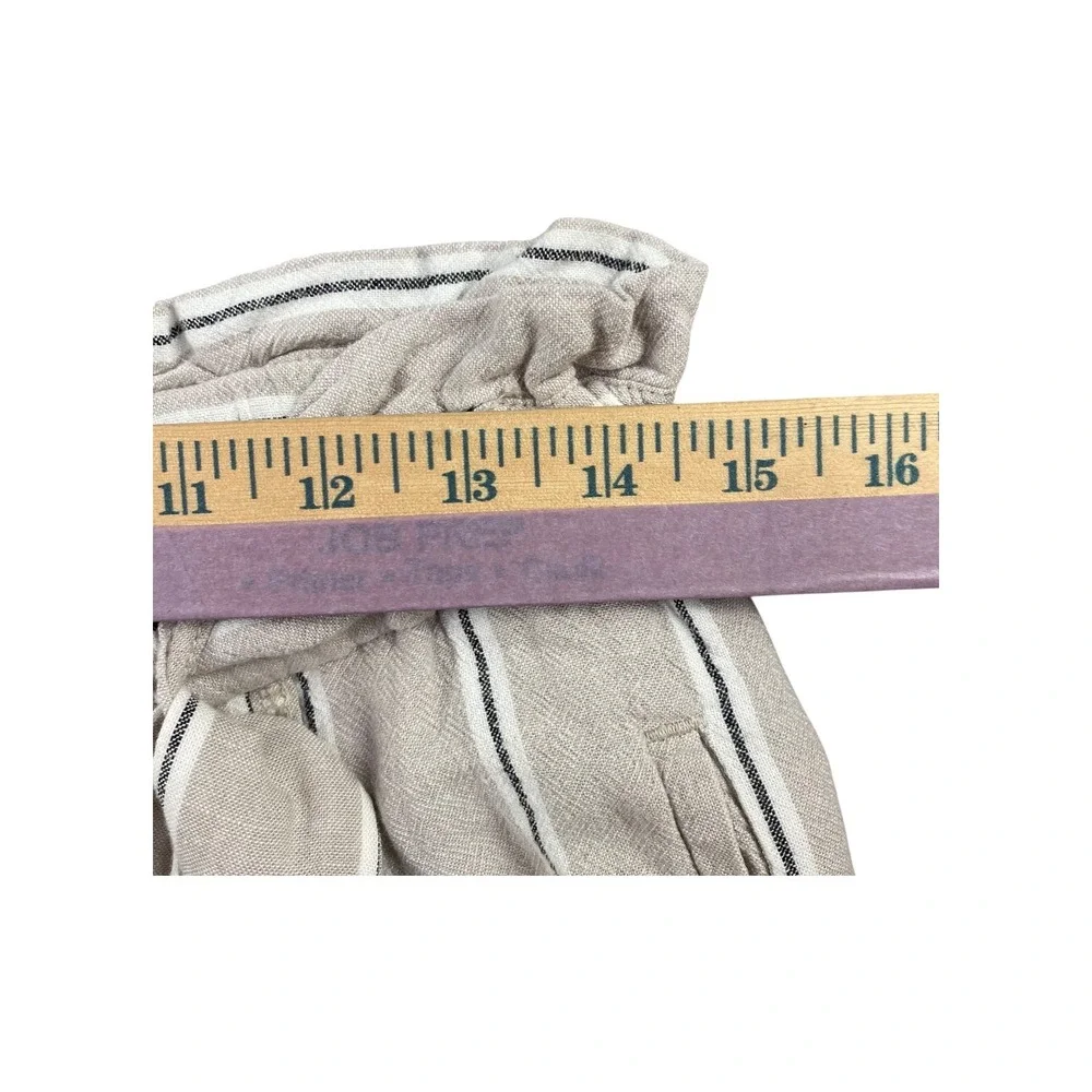 H‎ M Paperbag Waist Striped Linen Blend Pants Womens Size 8 Beige White Black